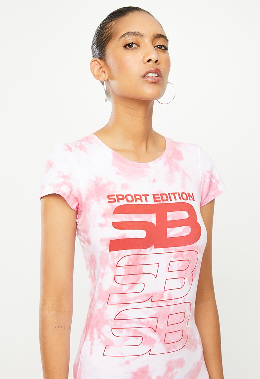 SISSY BOY - Tie dye logo dress - coral tie dye