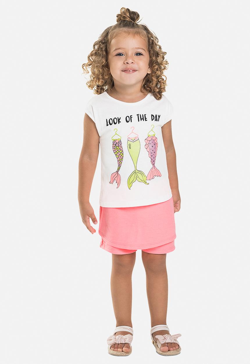 Bee Loop - Girls tee & skort set - white & pink 