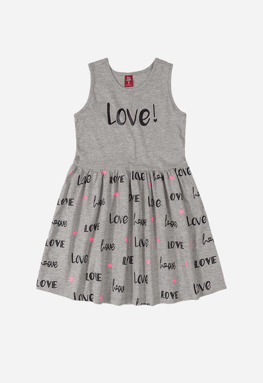 Bee Loop - Girls printed sleeveless dress - grey & black
