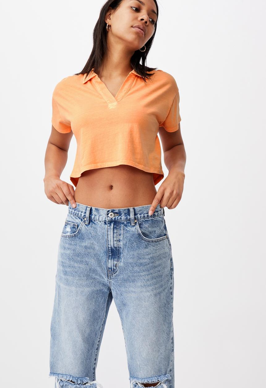 Cotton On - Ryan short sleeve polo - washed melon