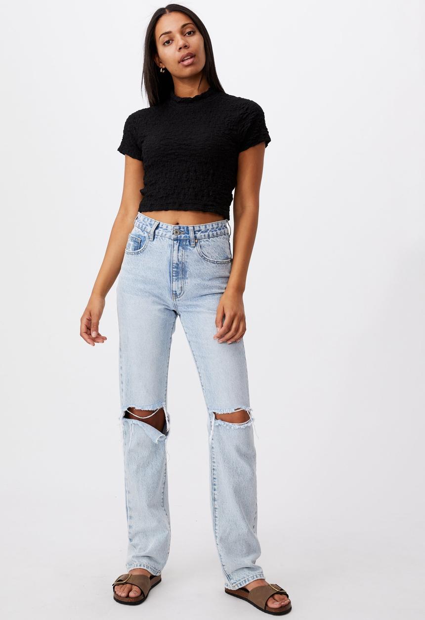 Cotton On - River mock neck short sleeve top - black