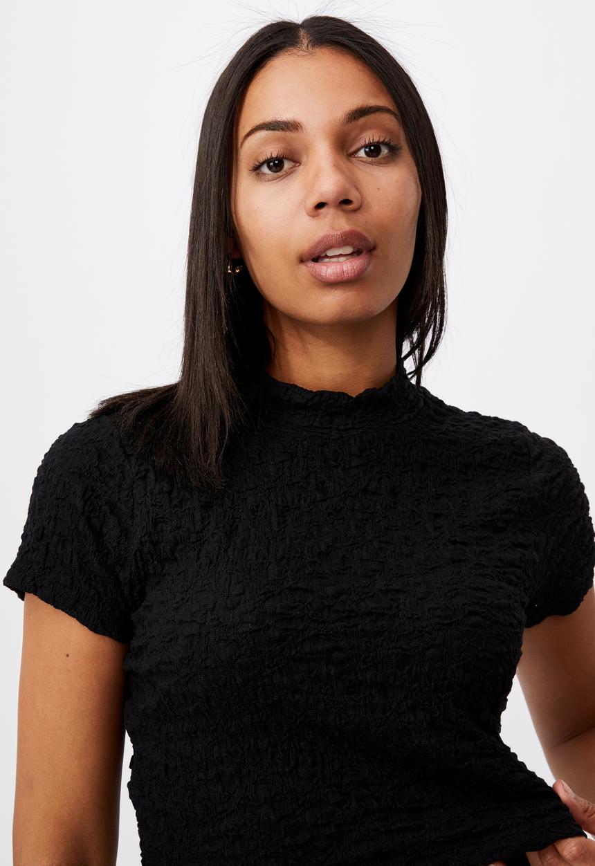 Cotton On - River mock neck short sleeve top - black
