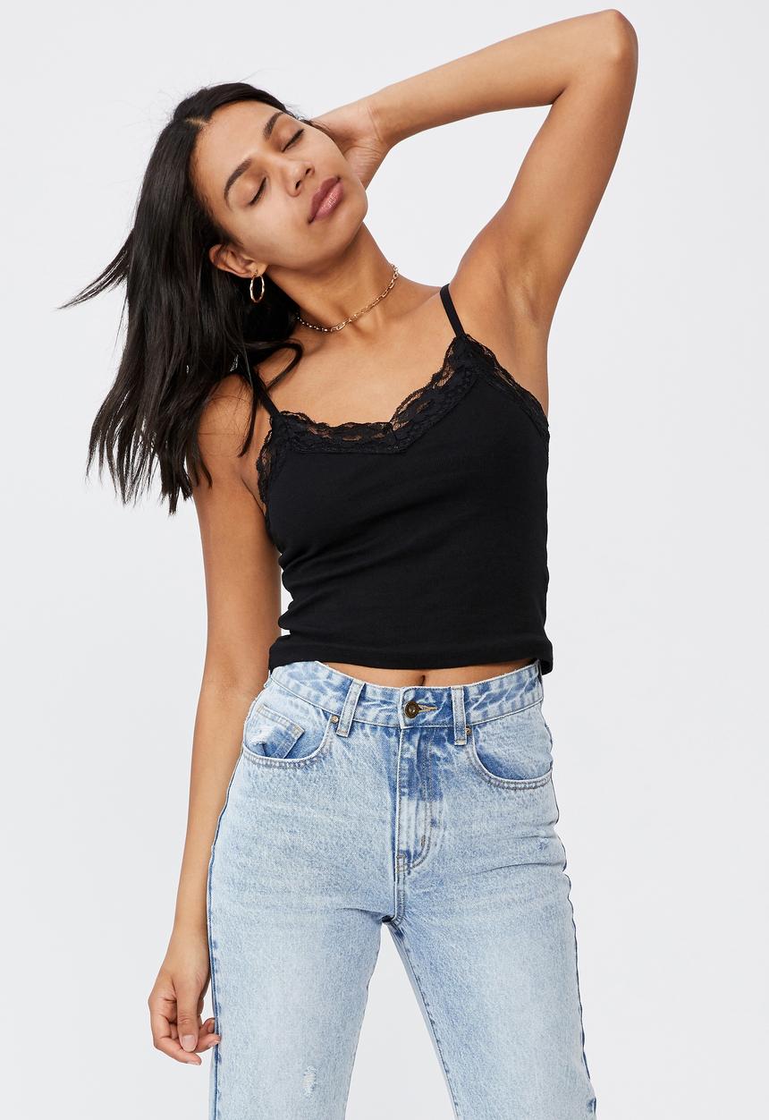 Cotton On - Loui lace cami - black