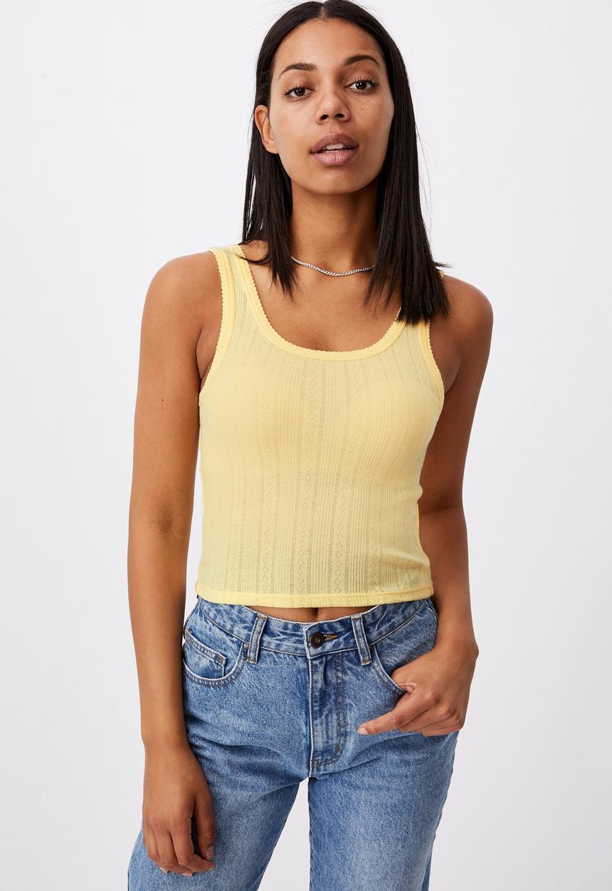 Cotton On - Little sister pointelle tank - lemon