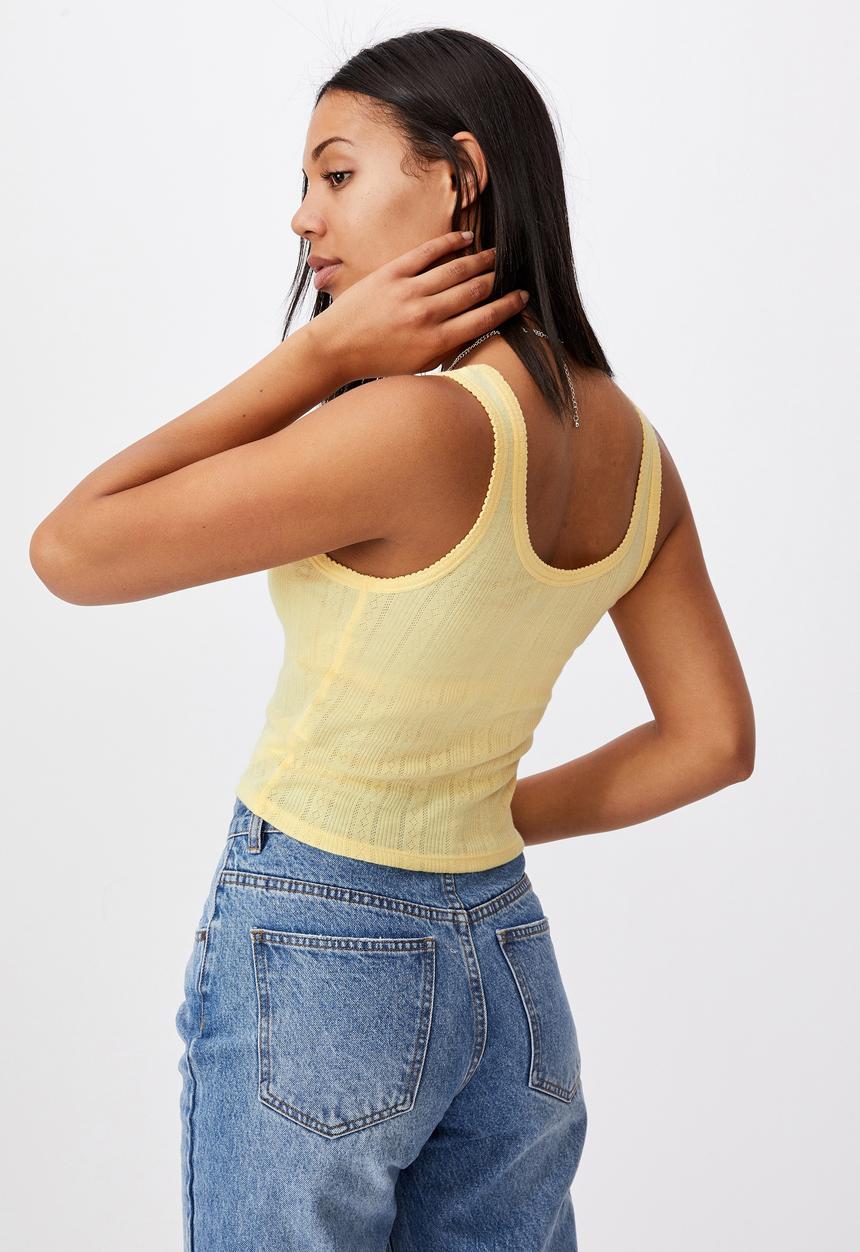 Cotton On - Little sister pointelle tank - lemon