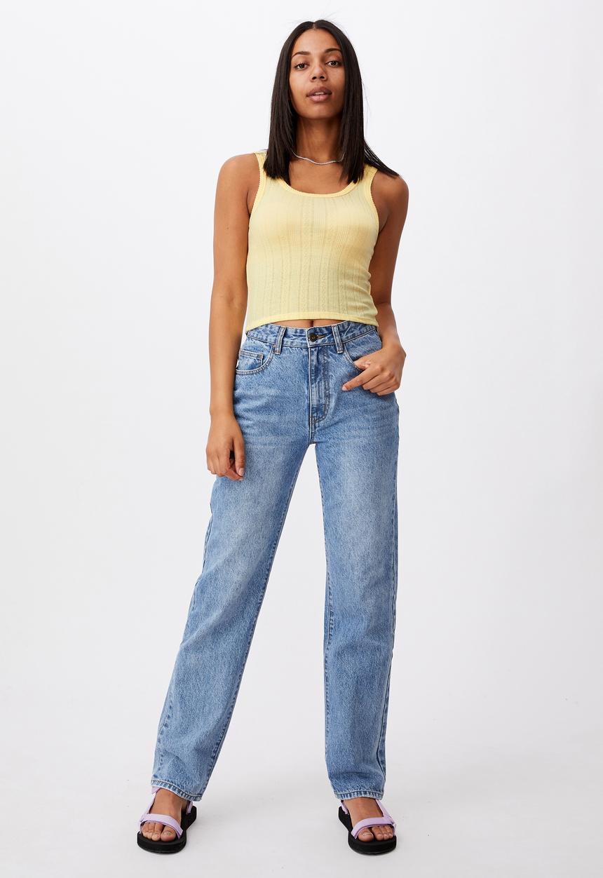Cotton On - Little sister pointelle tank - lemon