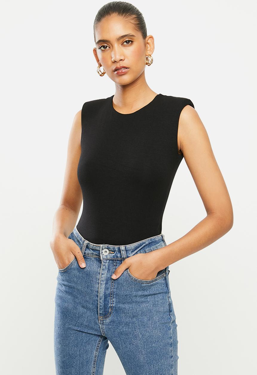 VELVET - Muscle open back bodysuit - black