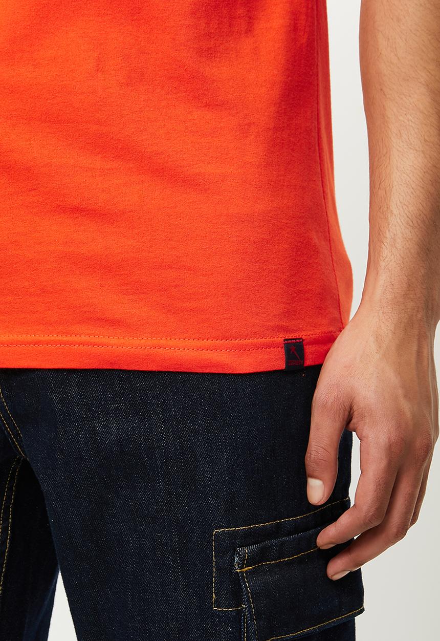 SOVIET - Combs slim fit s/slv crew neck tee - tangerine