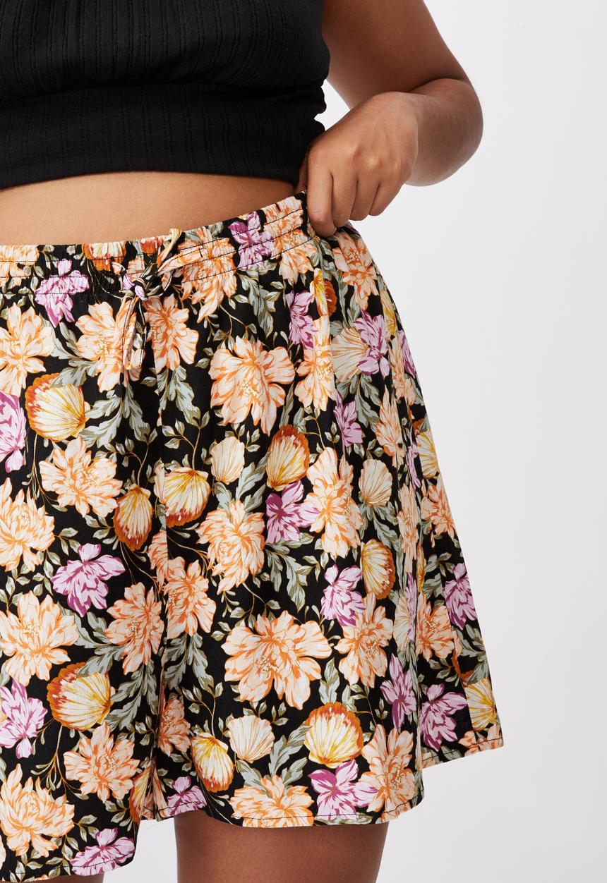 Cotton On - Curve cali pull on short - kaia shell black