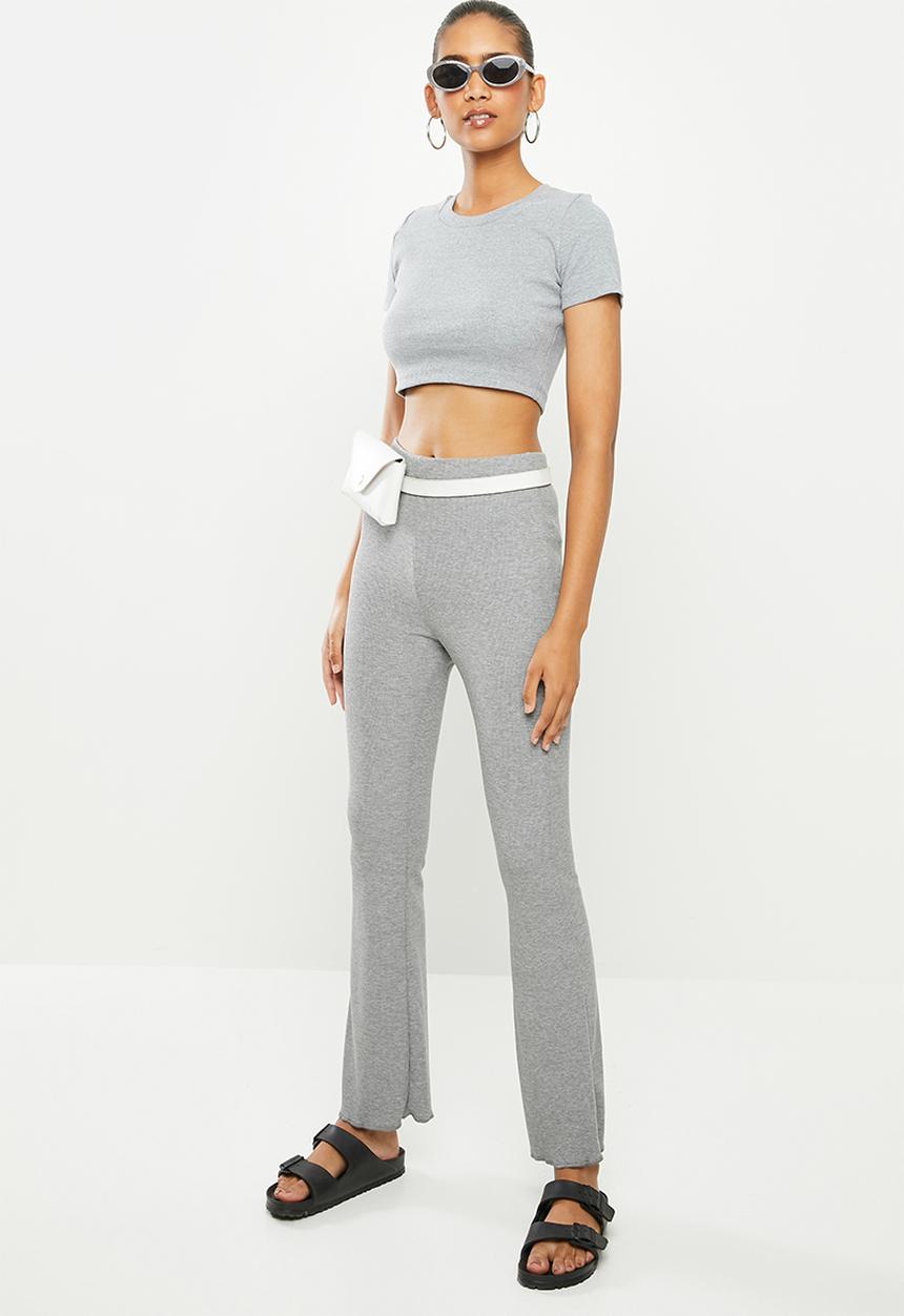 Blake - Ribbed flare pant - grey 