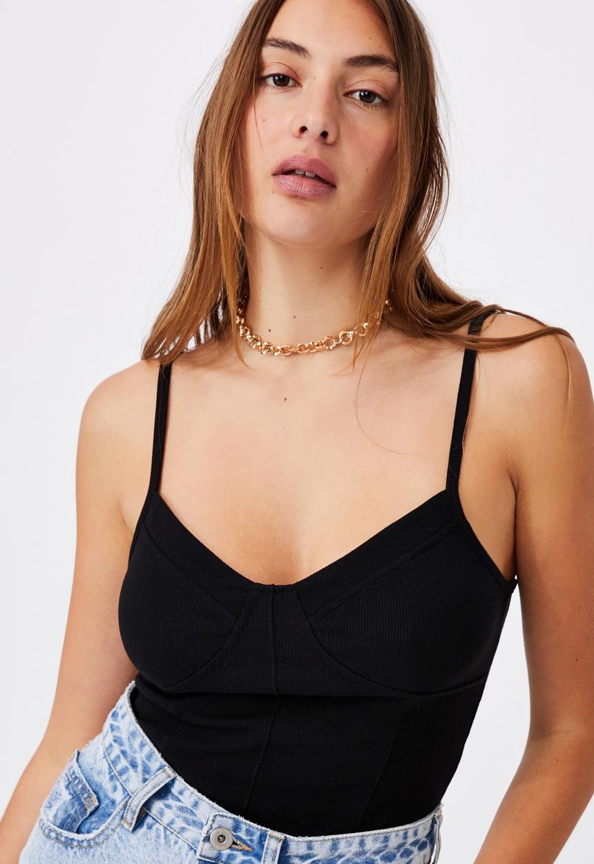 Cotton On - Brenna corset cami - black
