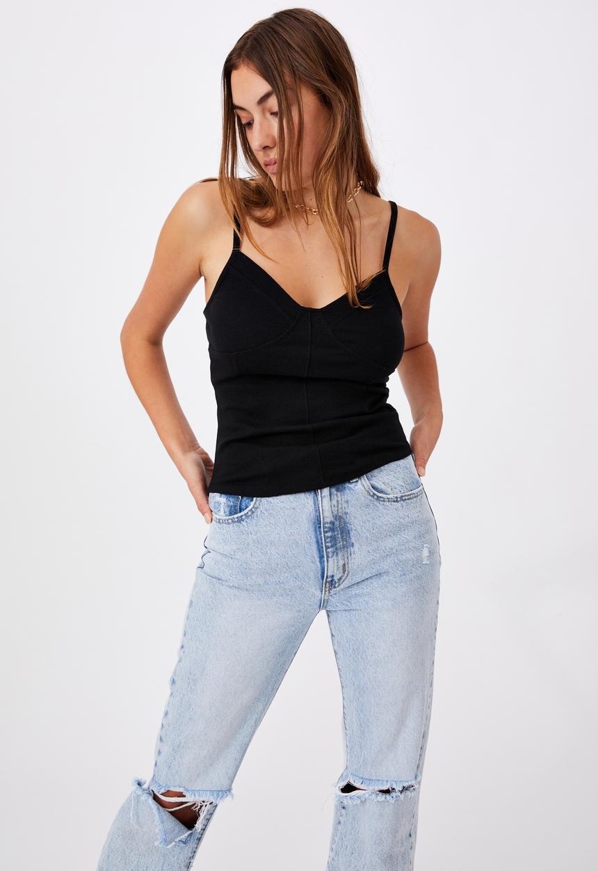Cotton On - Brenna corset cami - black