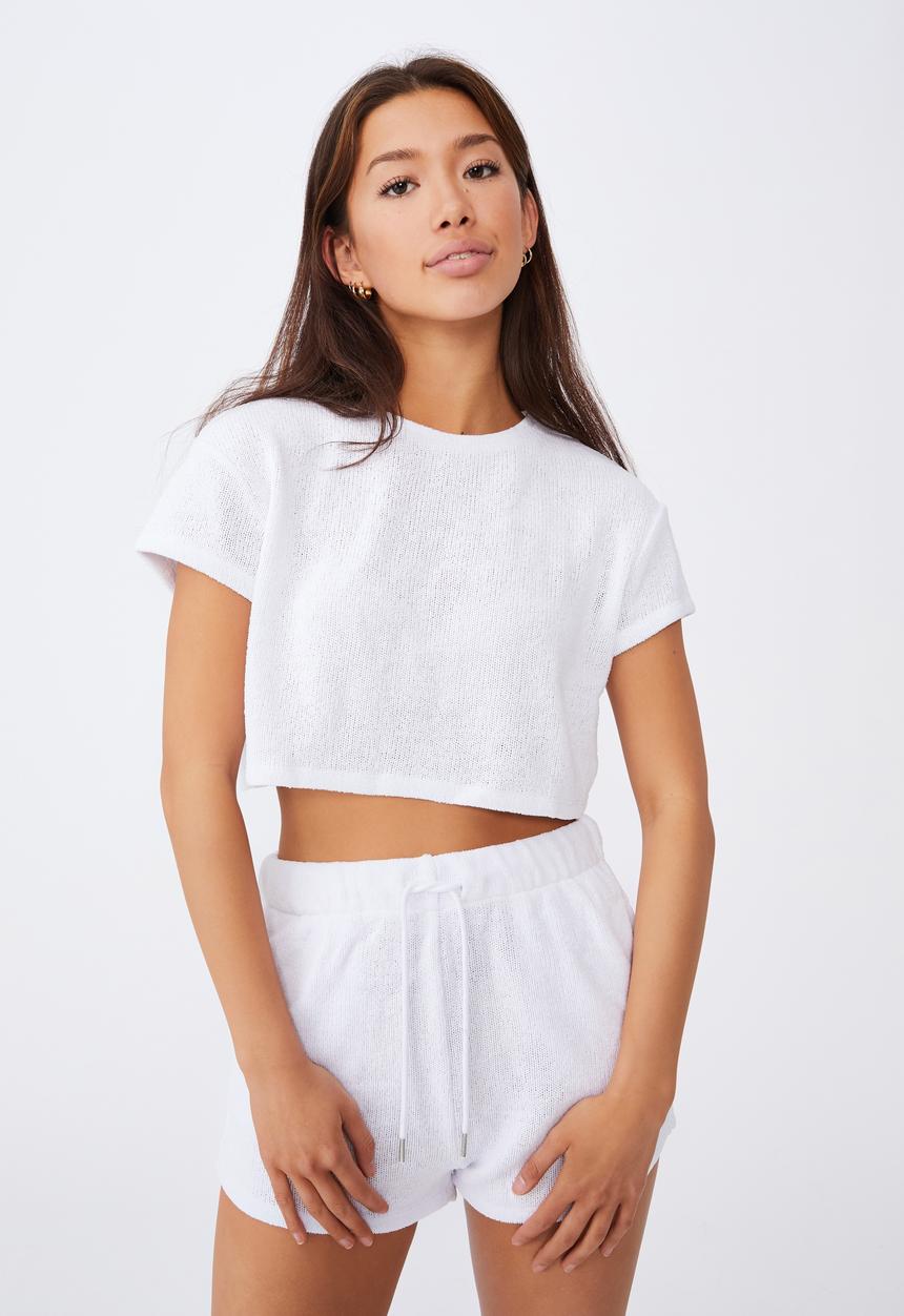 Factorie - Textured jersey baby tee - white