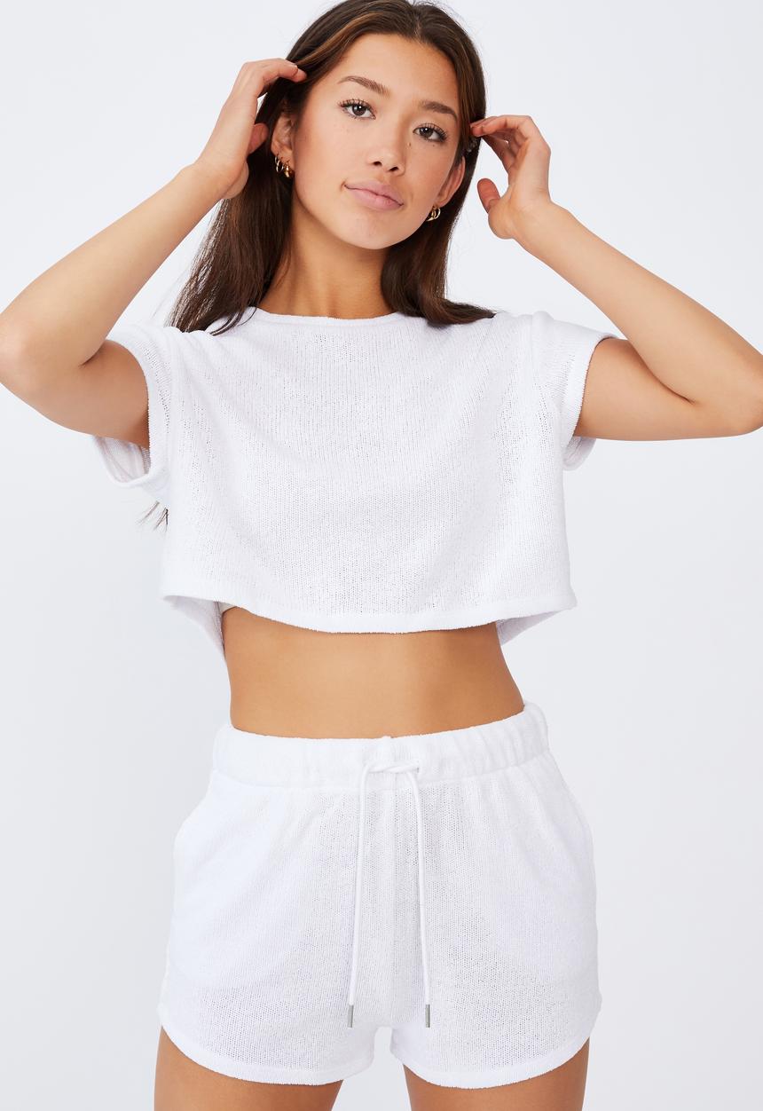 Factorie - Textured jersey baby tee - white