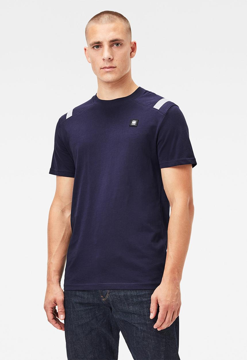 G-STAR - Shoulder tape reflective logo+ r short sleeve - navy