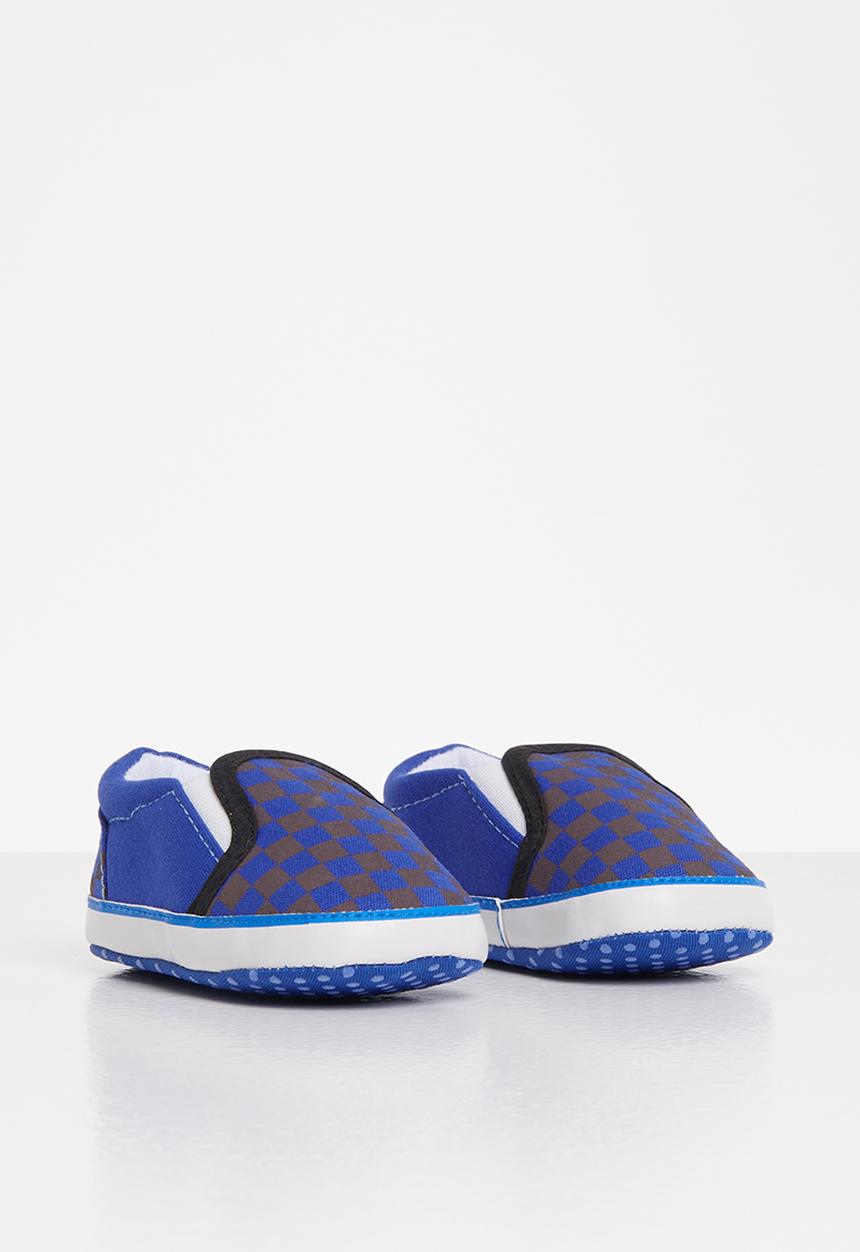 Pop Candy - Boys check slip on sneaker - blue