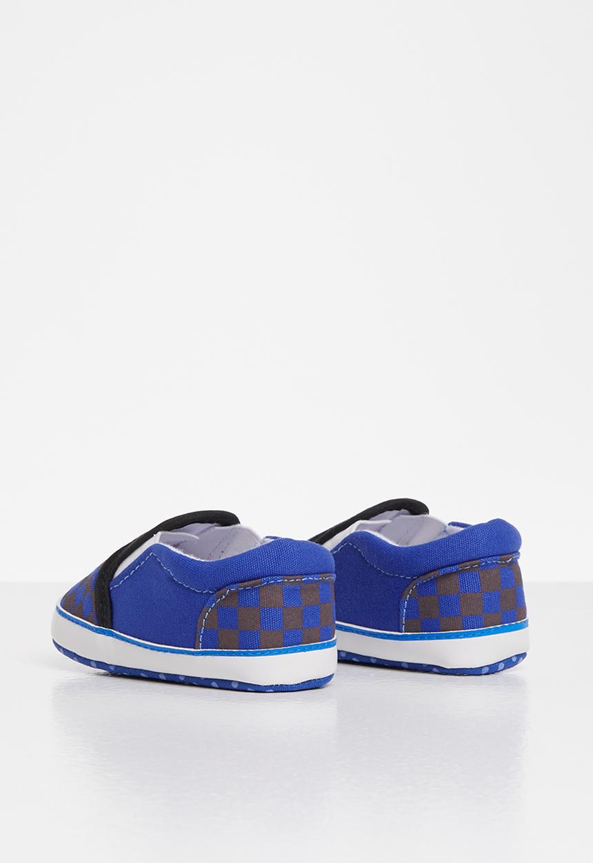 Pop Candy - Boys check slip on sneaker - blue