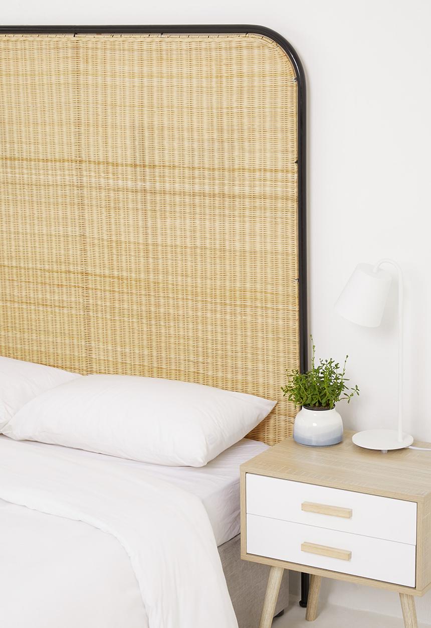 Sixth Floor - Padari iron framed rattan headboard - Natural & Black