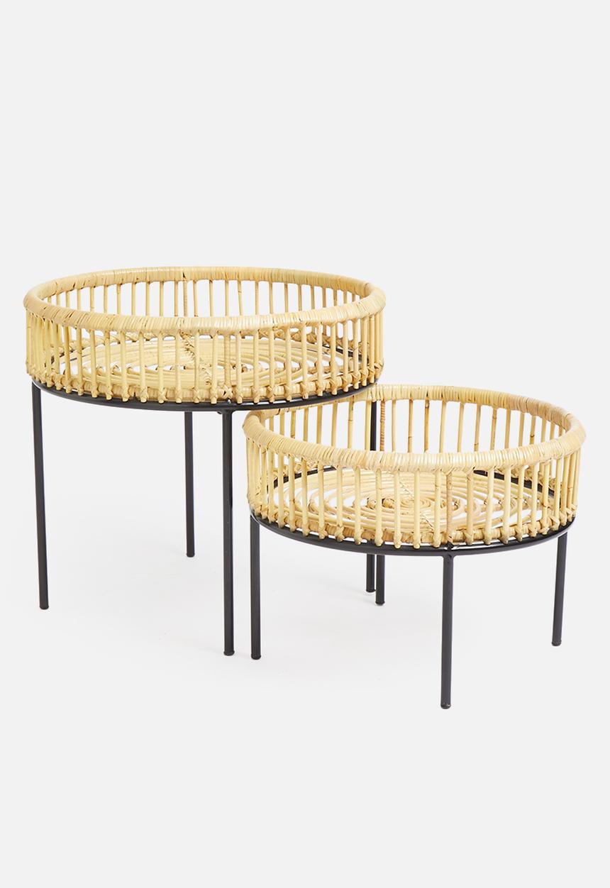 Sixth Floor - Komodo rattan nesting tables - natural & black