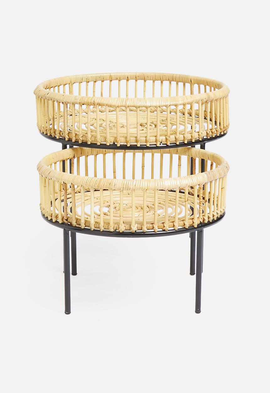 Sixth Floor - Komodo rattan nesting tables - natural & black