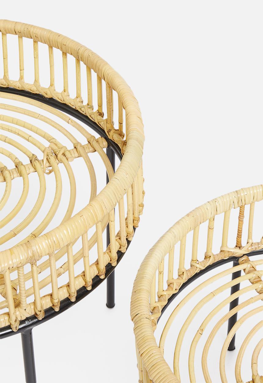 Sixth Floor - Komodo rattan nesting tables - natural & black