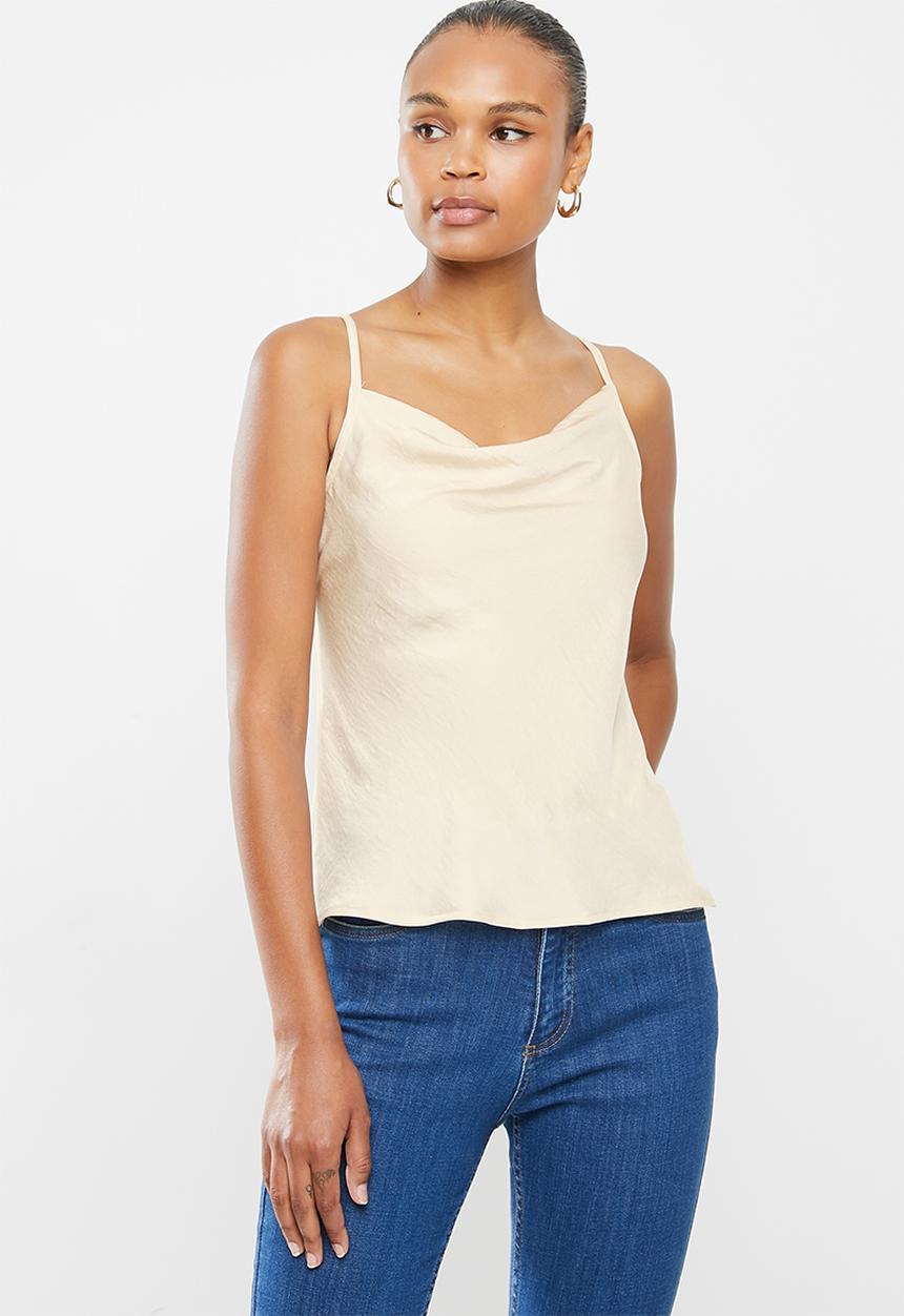 edit - Cowl neck satin cami - ivory