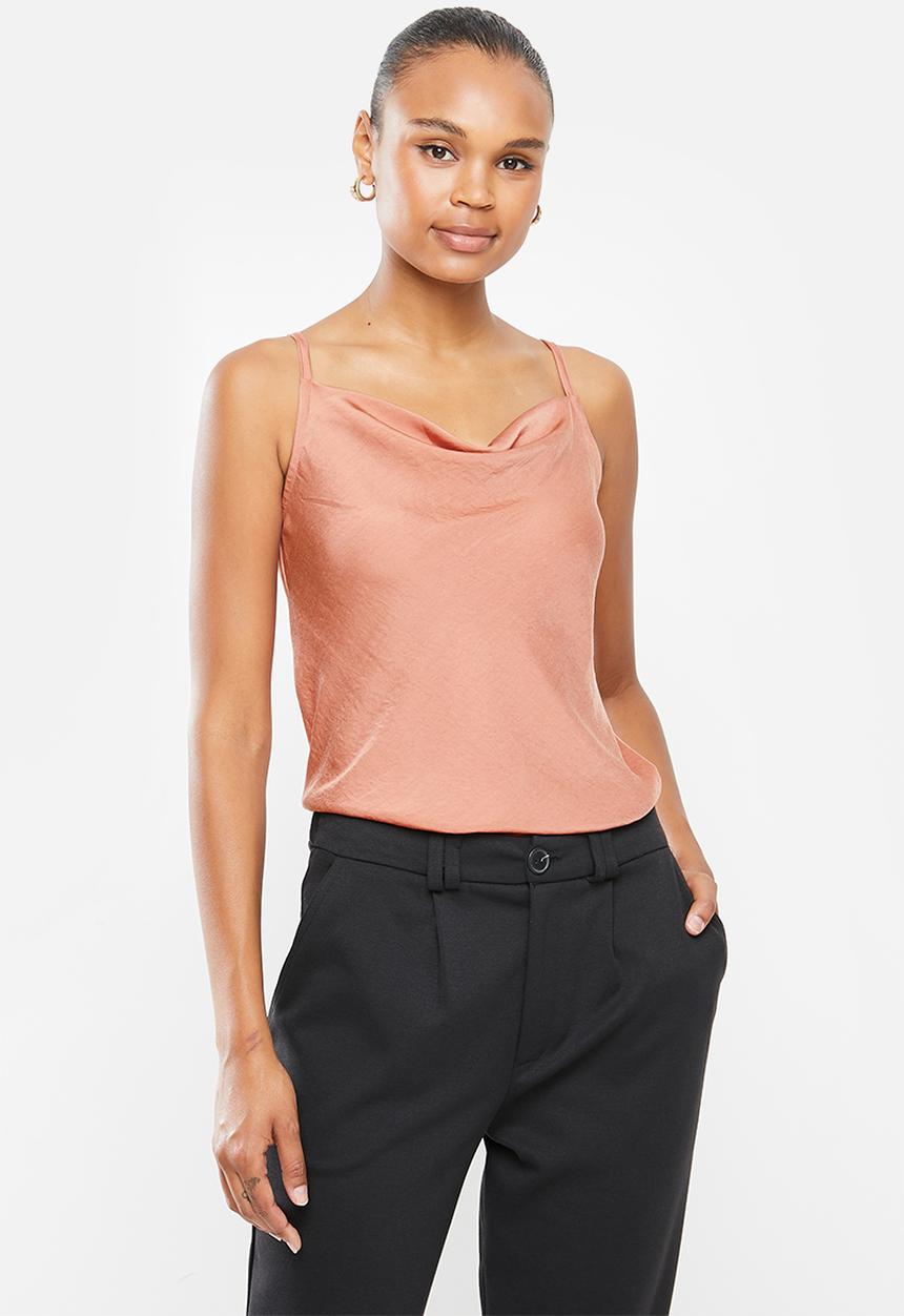 edit - Cowl neck satin cami - rose
