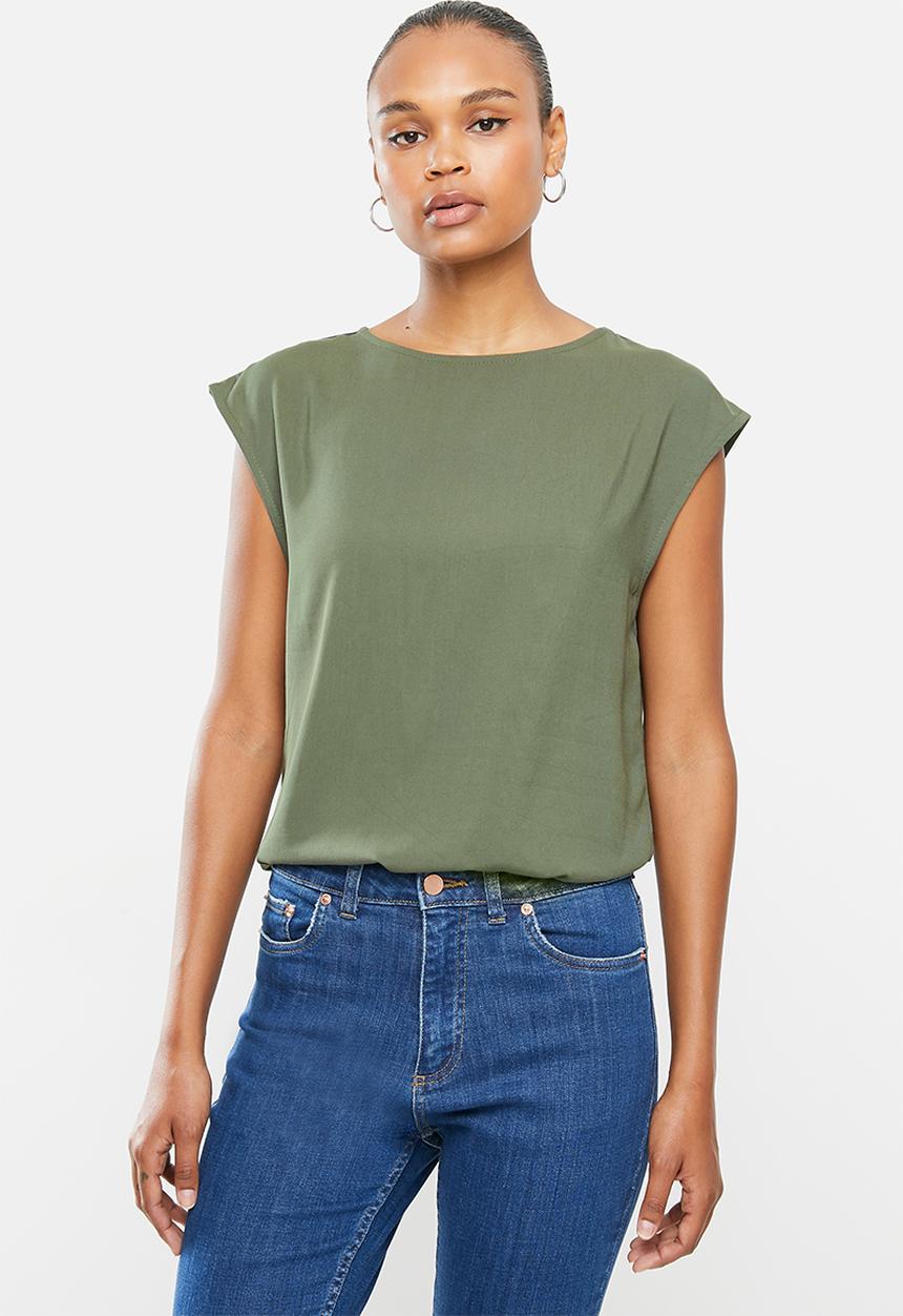 edit - Woven basic shell blouse - fatigue green
