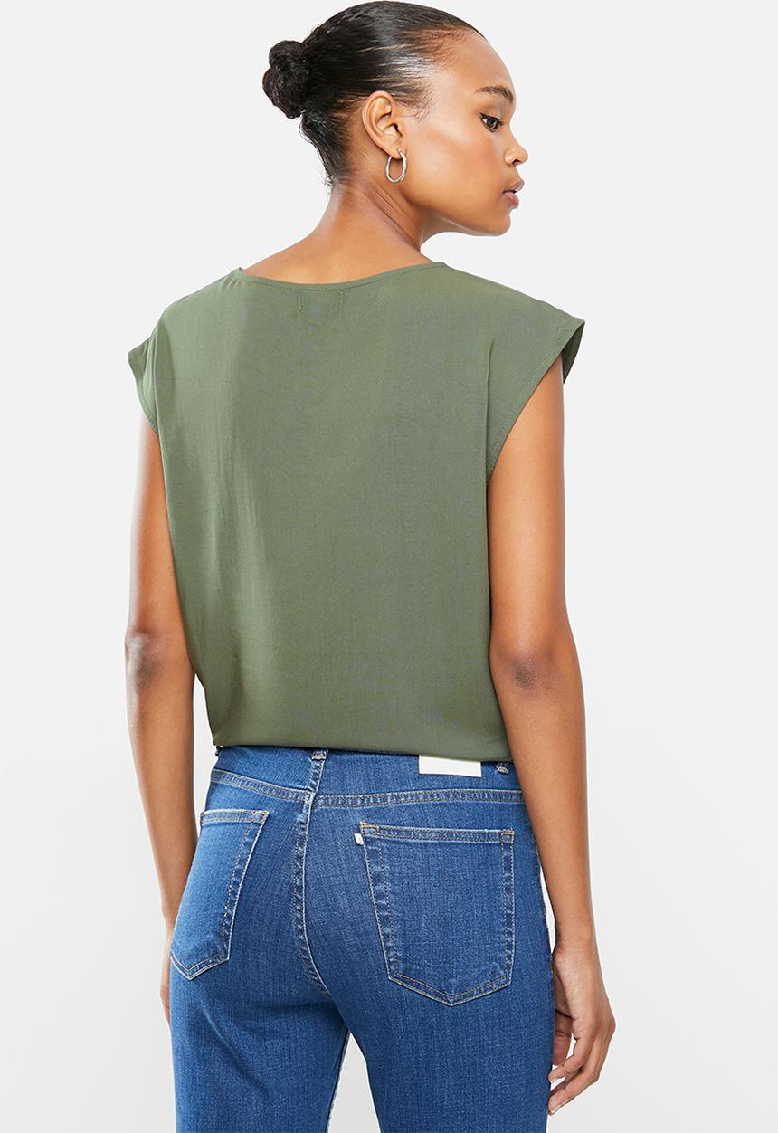 edit - Woven basic shell blouse - fatigue green