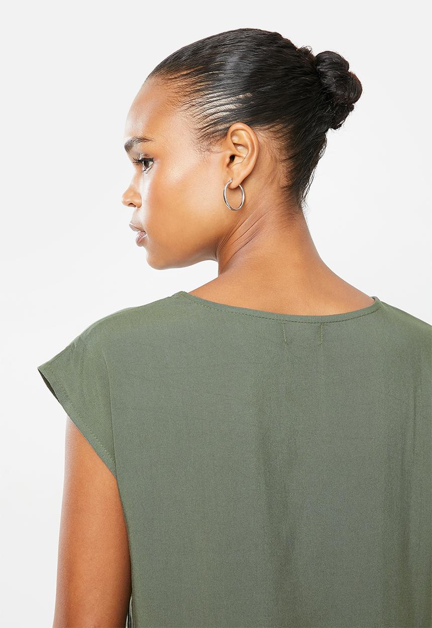 edit - Woven basic shell blouse - fatigue green
