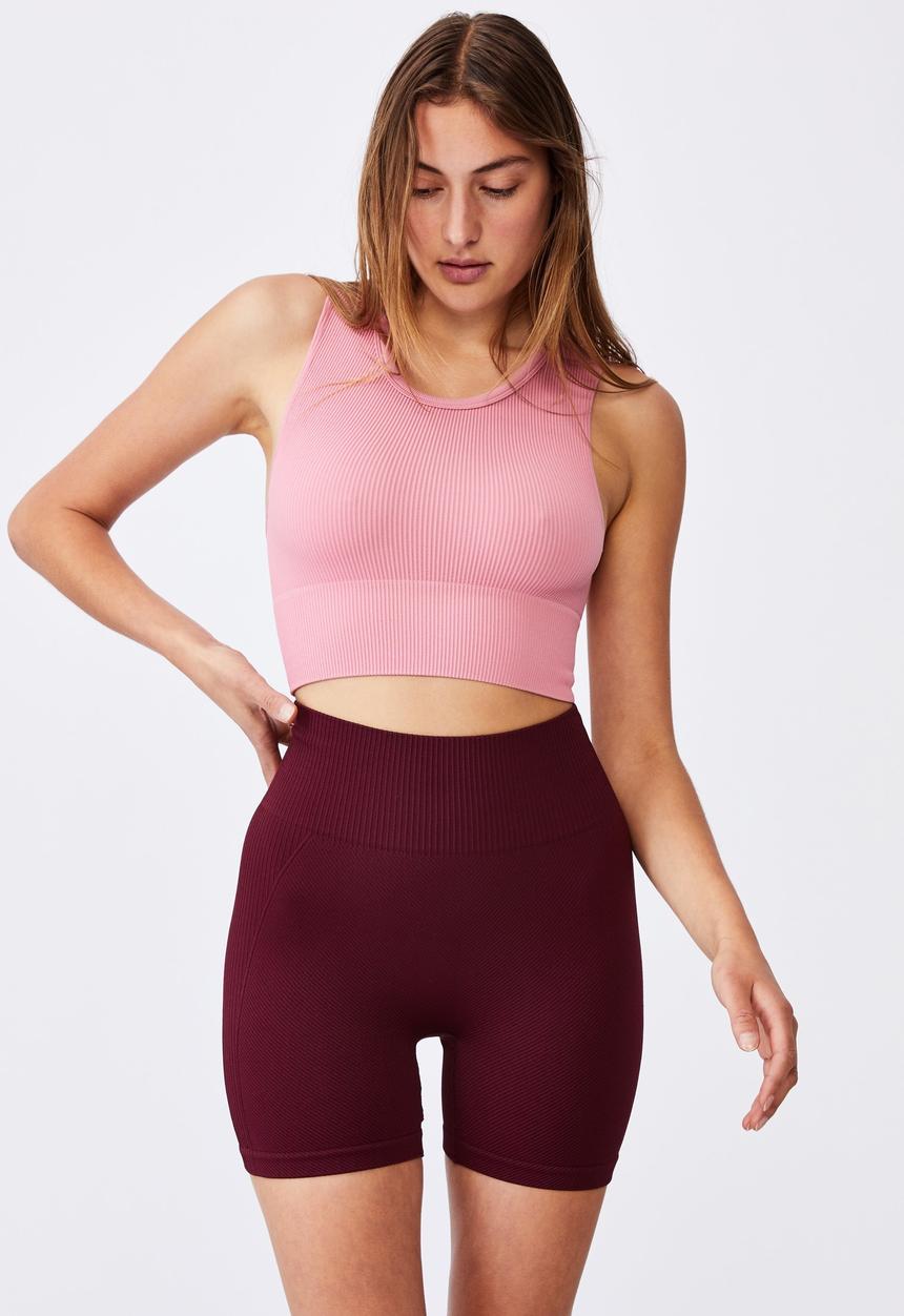 Cotton On - Lifestyle rib seamless shorty short - mulberry