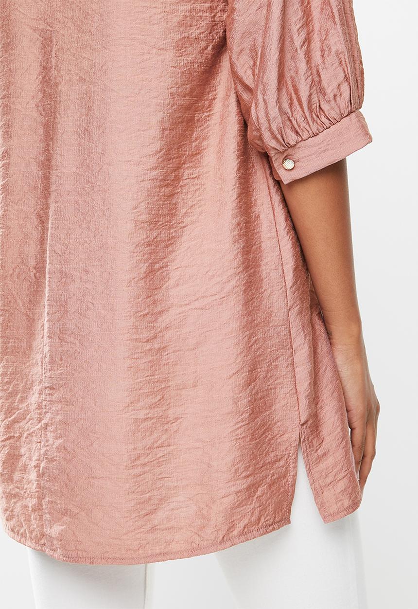edit - Deep v-neck longline tunic blouse - dusty pink