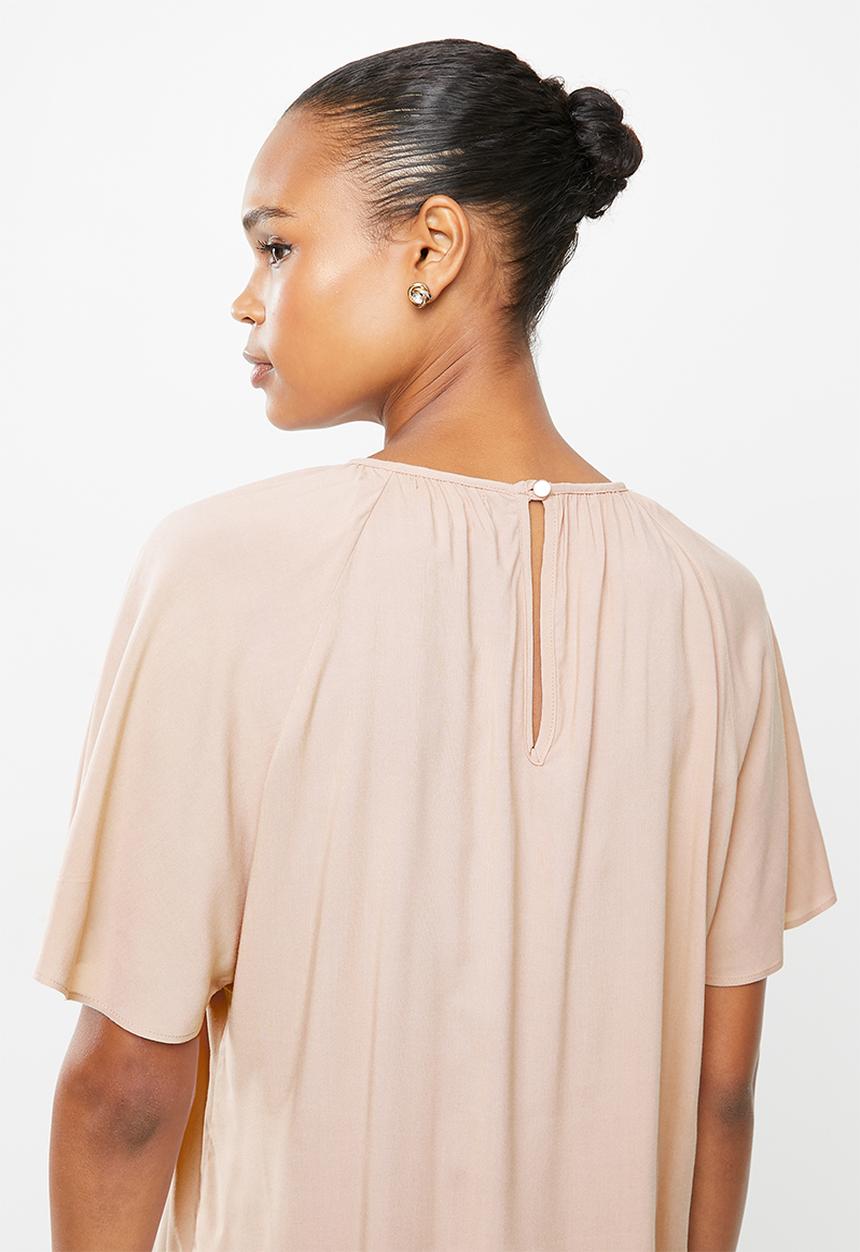 edit - Raglan flutter sleeve blouse - toasted almond