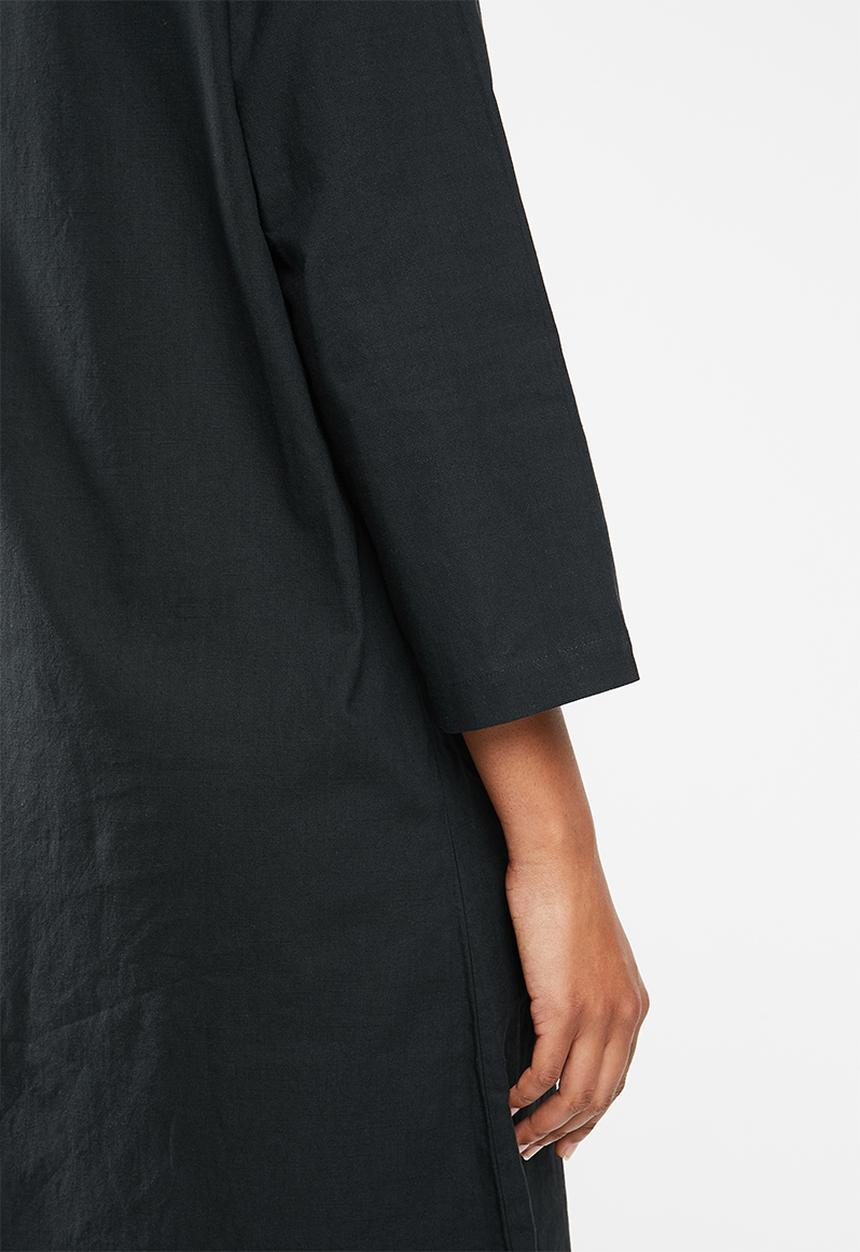 edit - Bracelet sleeve cotton swing dress - black