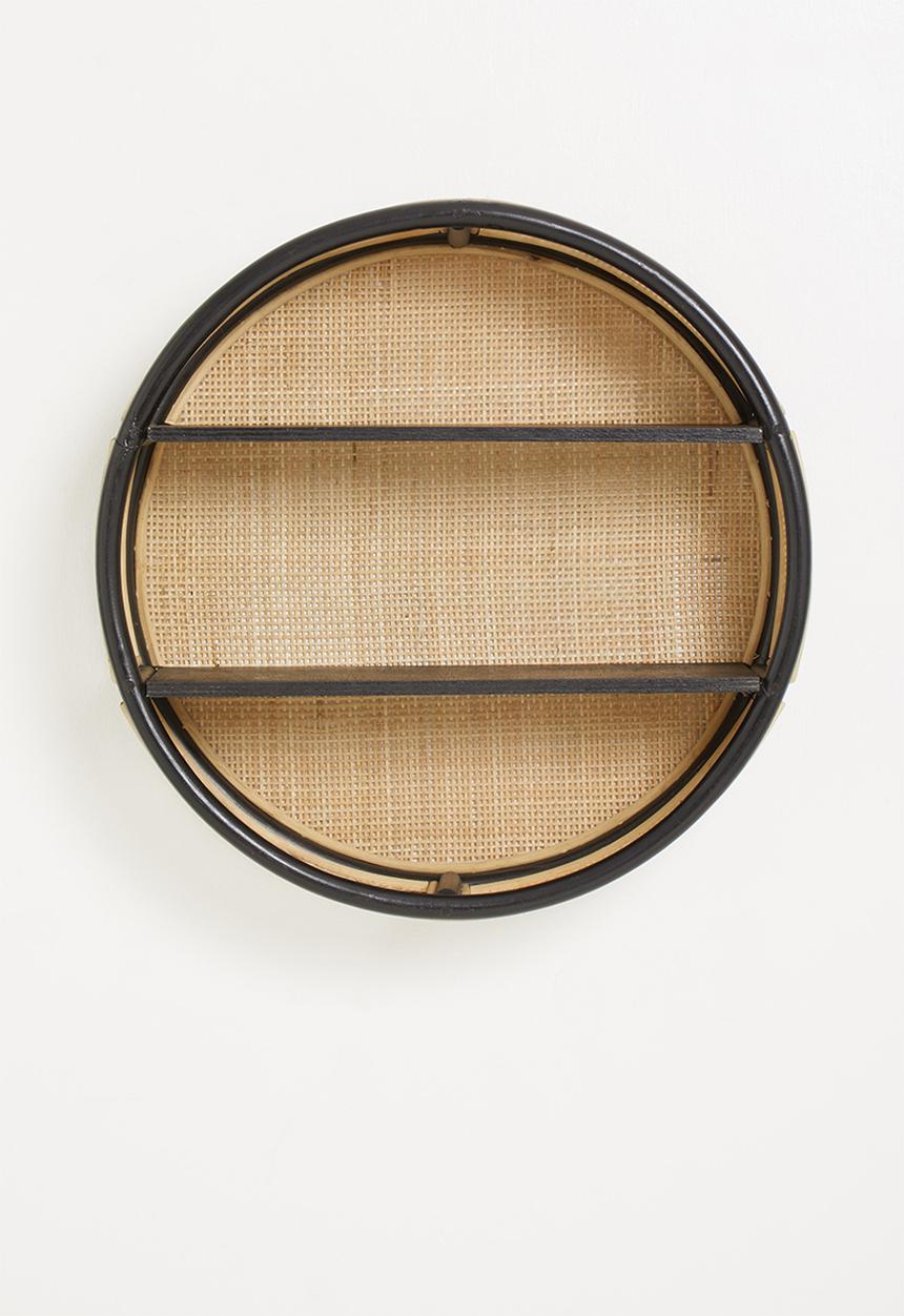 Sixth Floor - Bali rattan wall shelf - black & natural