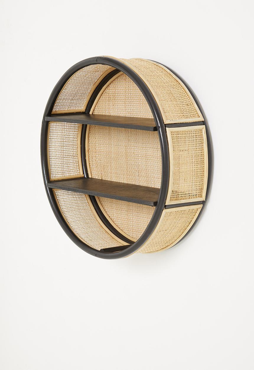 Sixth Floor - Bali rattan wall shelf - black & natural
