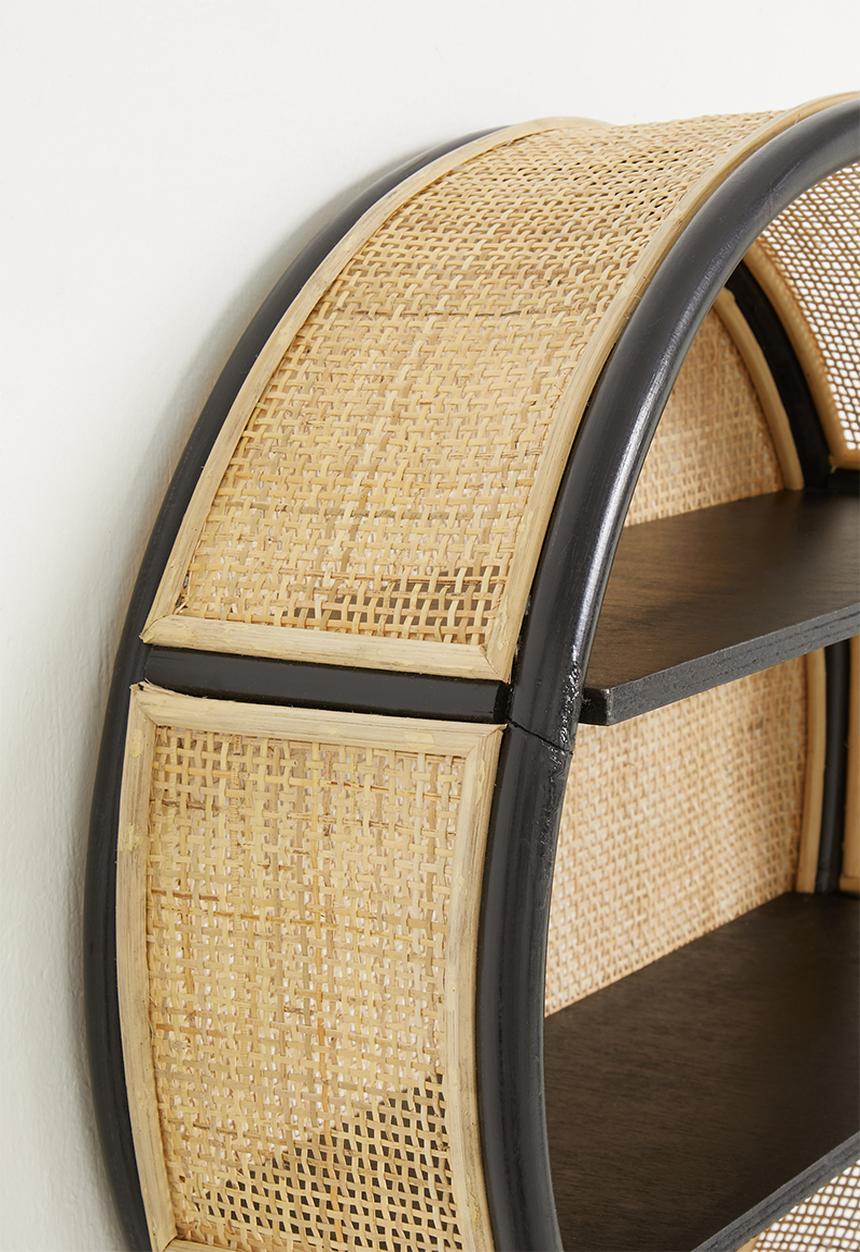 Sixth Floor - Bali rattan wall shelf - black & natural