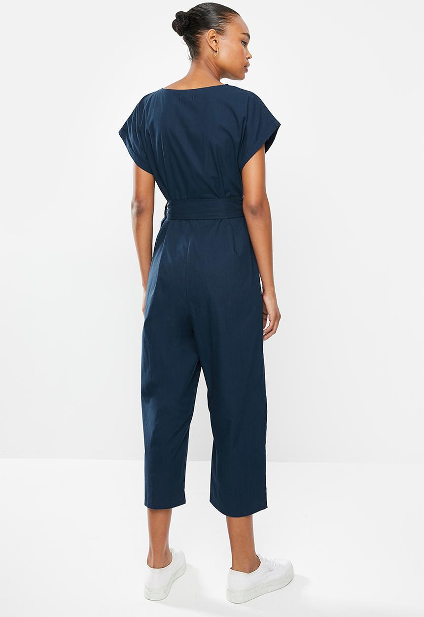edit - Button down cotton jumpsuit - navy
