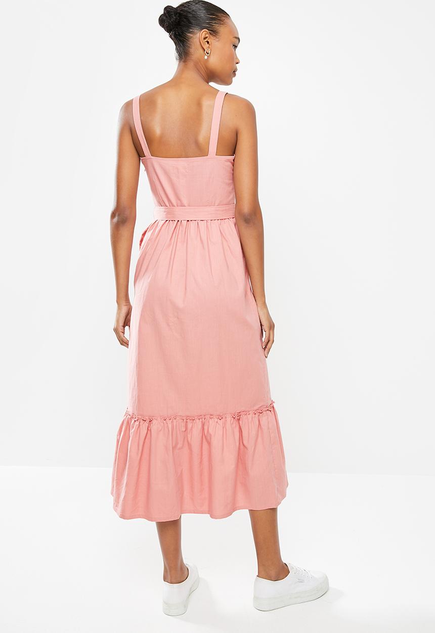 edit - Cotton voile strappy tier maxi - pink