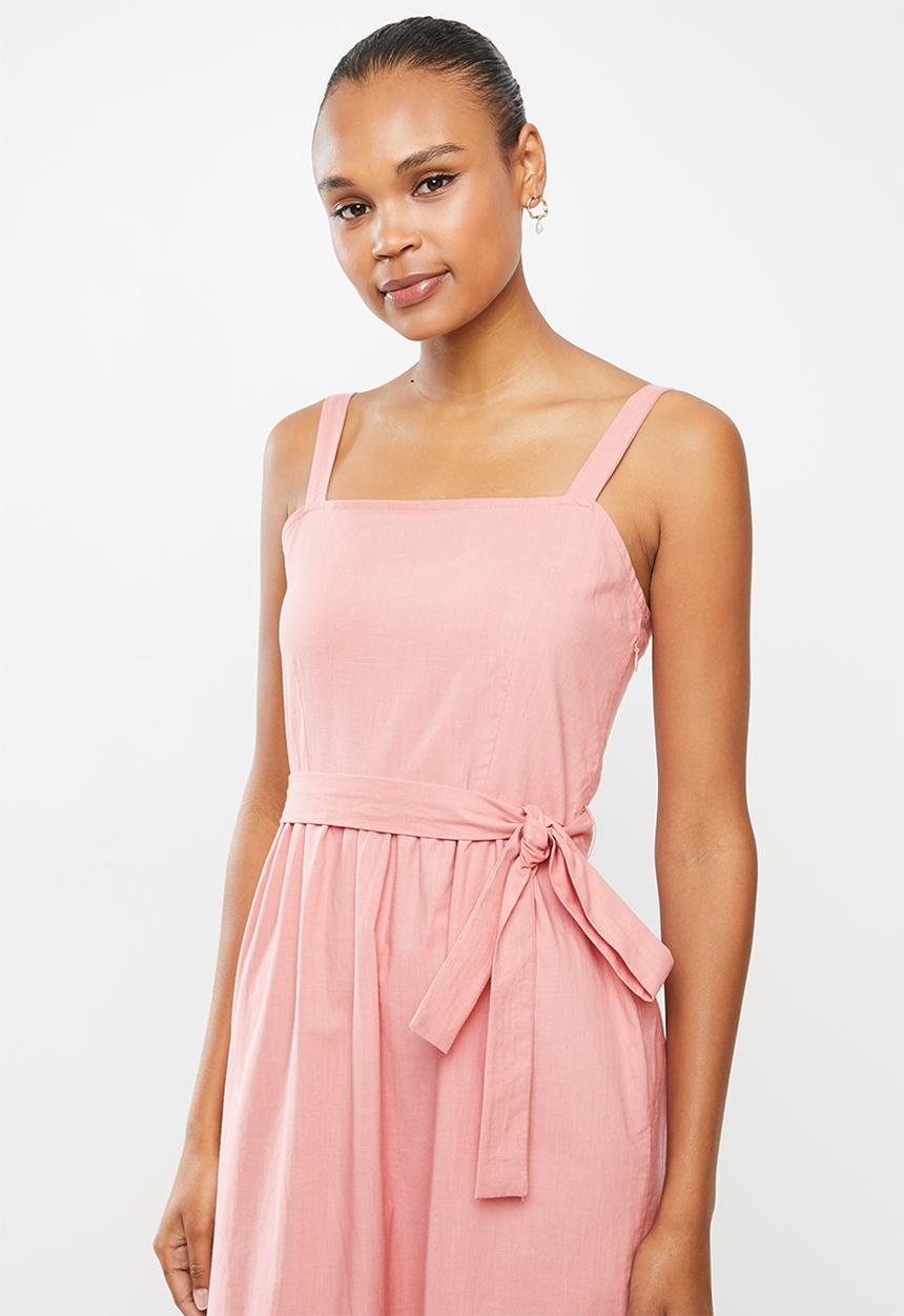 edit - Cotton voile strappy tier maxi - pink