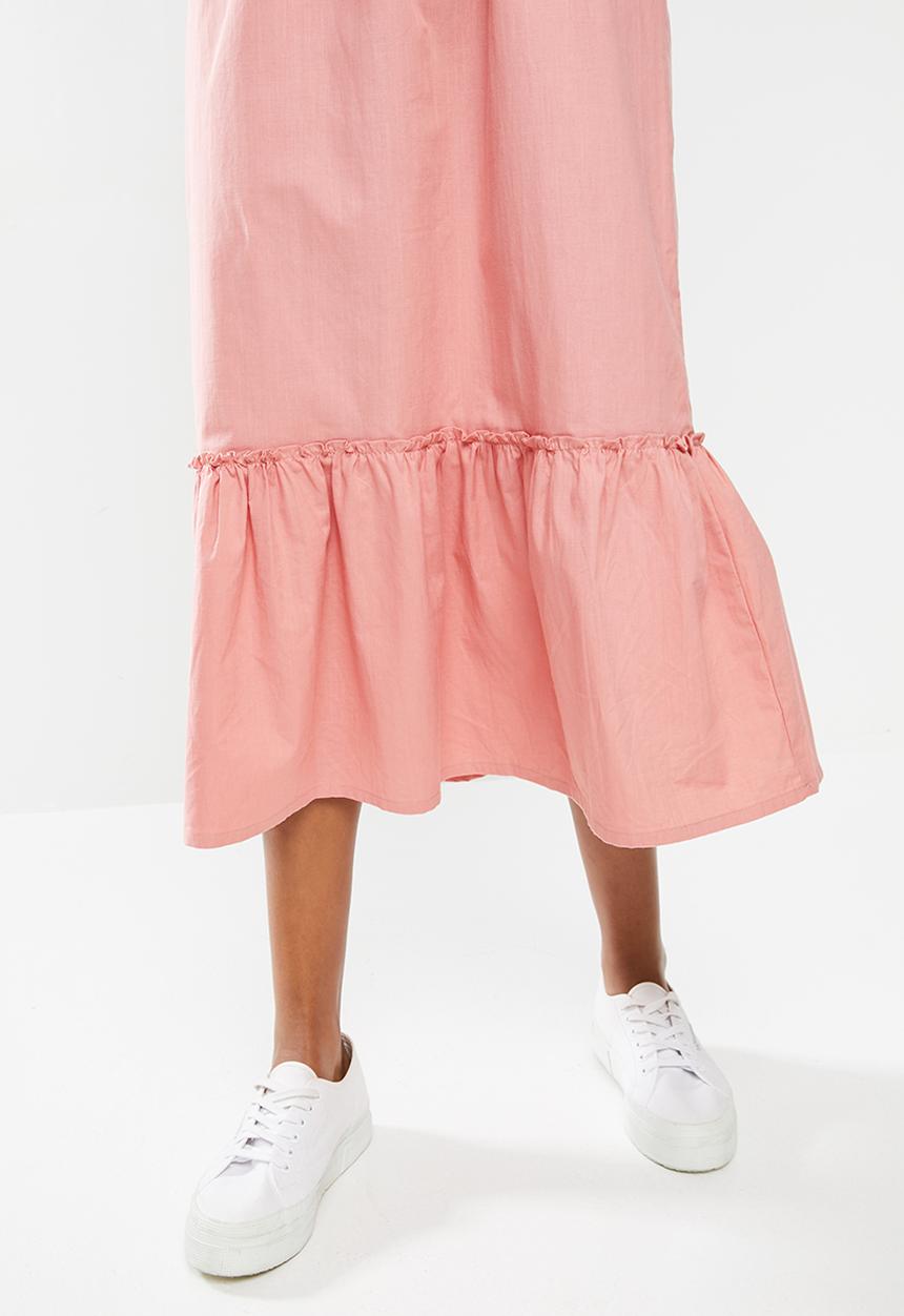 edit - Cotton voile strappy tier maxi - pink