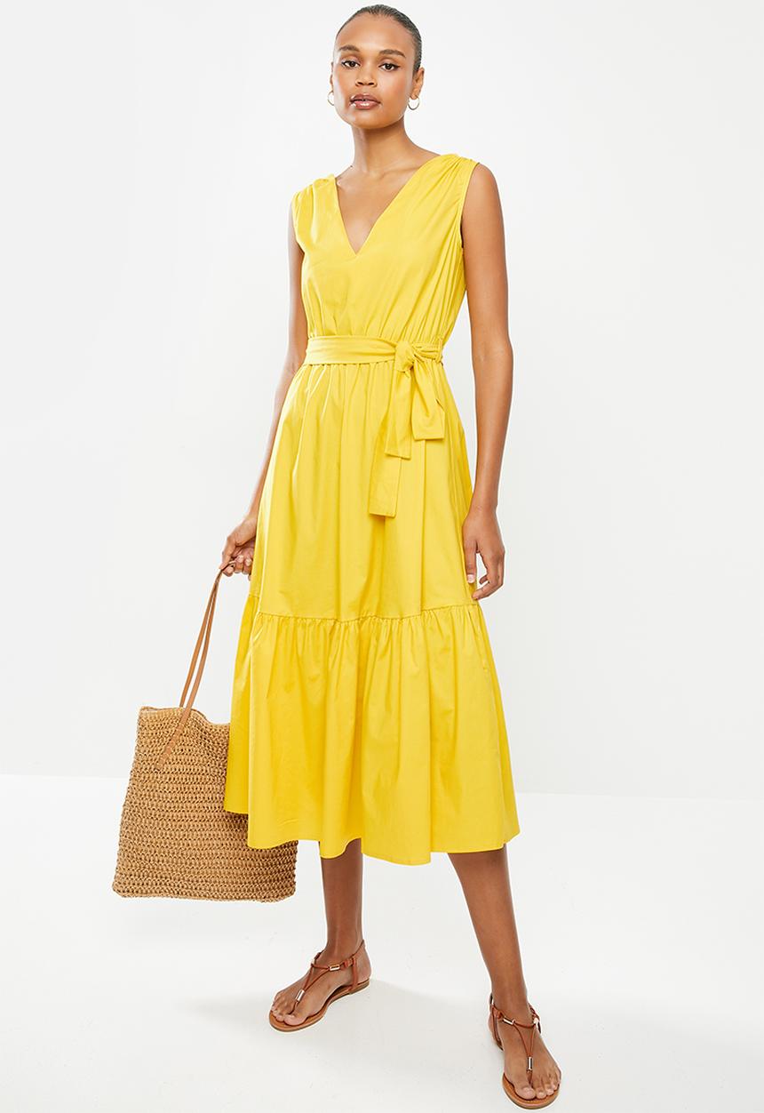 edit - Poplin midi dress - yellow