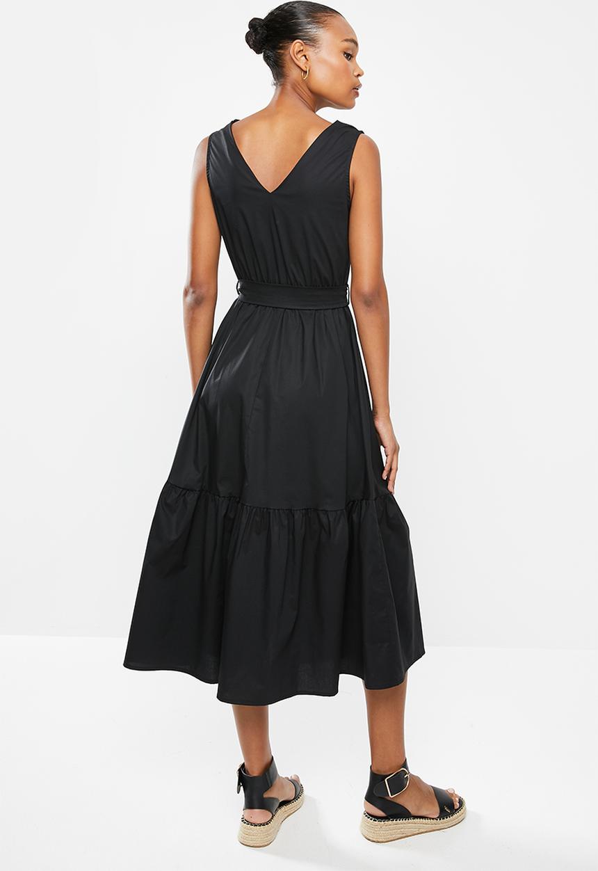 edit - Poplin midi dress - black