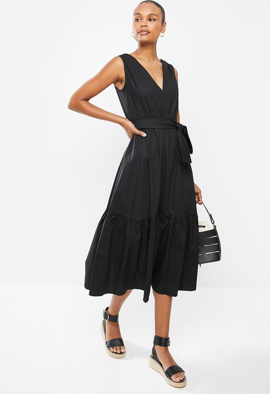 edit - Poplin midi dress - black