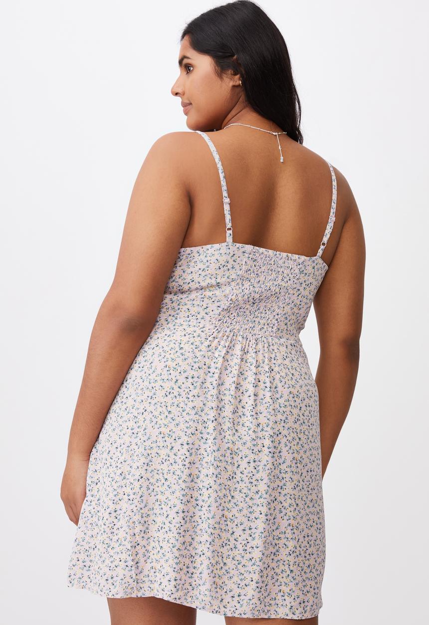 Cotton On - Curve woven kendall dress - hilda ditsy frosty lilac