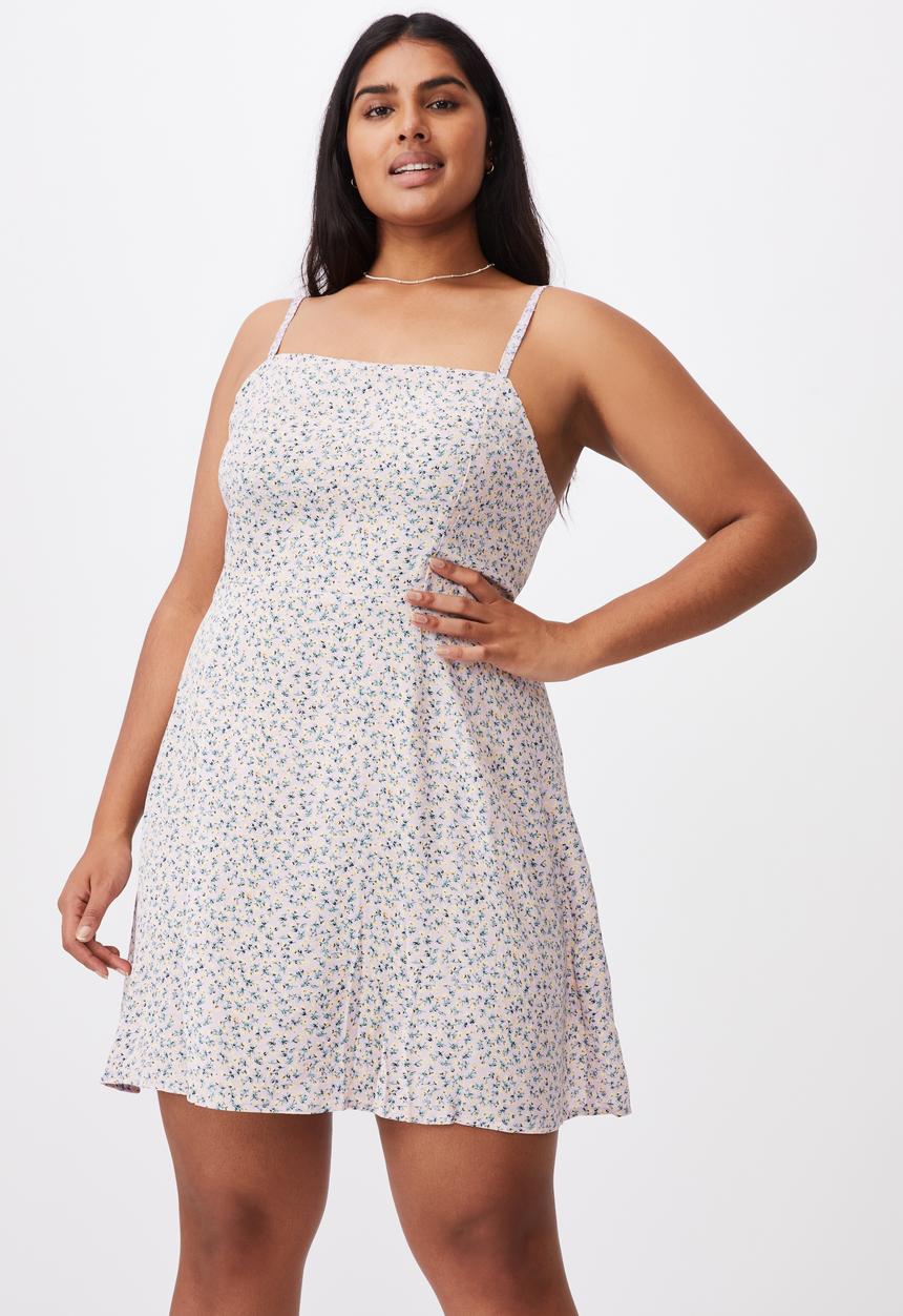Cotton On - Curve woven kendall dress - hilda ditsy frosty lilac