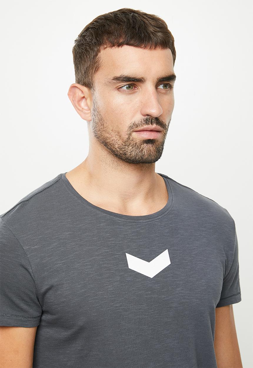 S.P.C.C - Duke fashion side slit straight hem T-shirt - grey