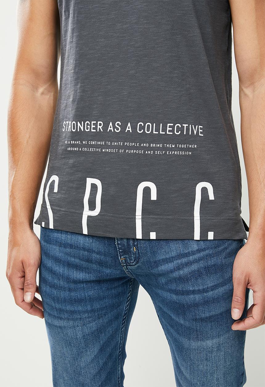 S.P.C.C - Duke fashion side slit straight hem T-shirt - grey