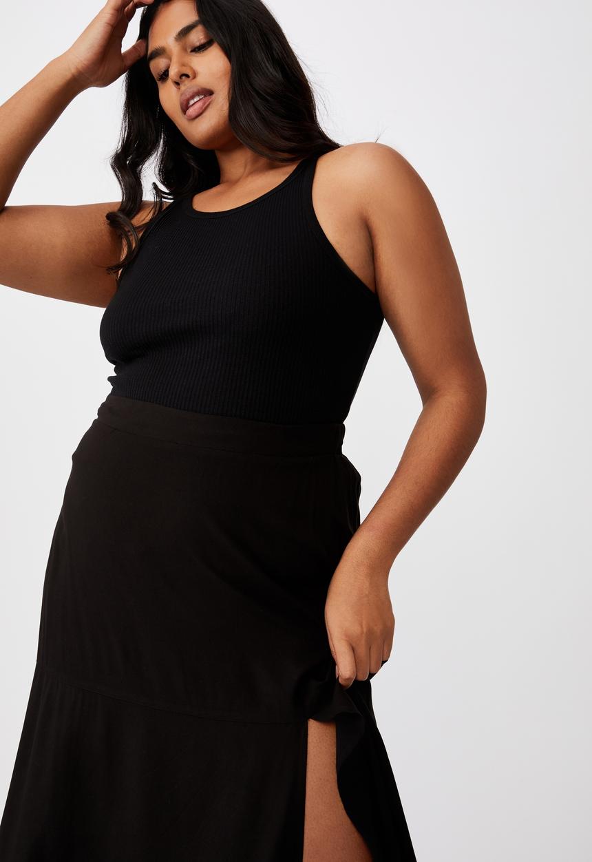 Cotton On - Curve alana split maxi skirt - black