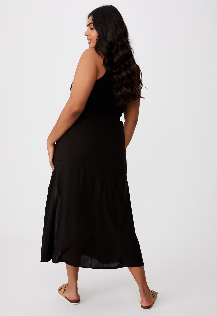 Cotton On - Curve alana split maxi skirt - black